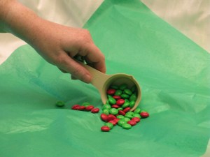 Place Candy on tissue.