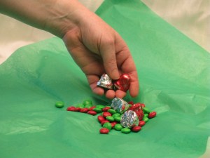 Place Candy on tissue.